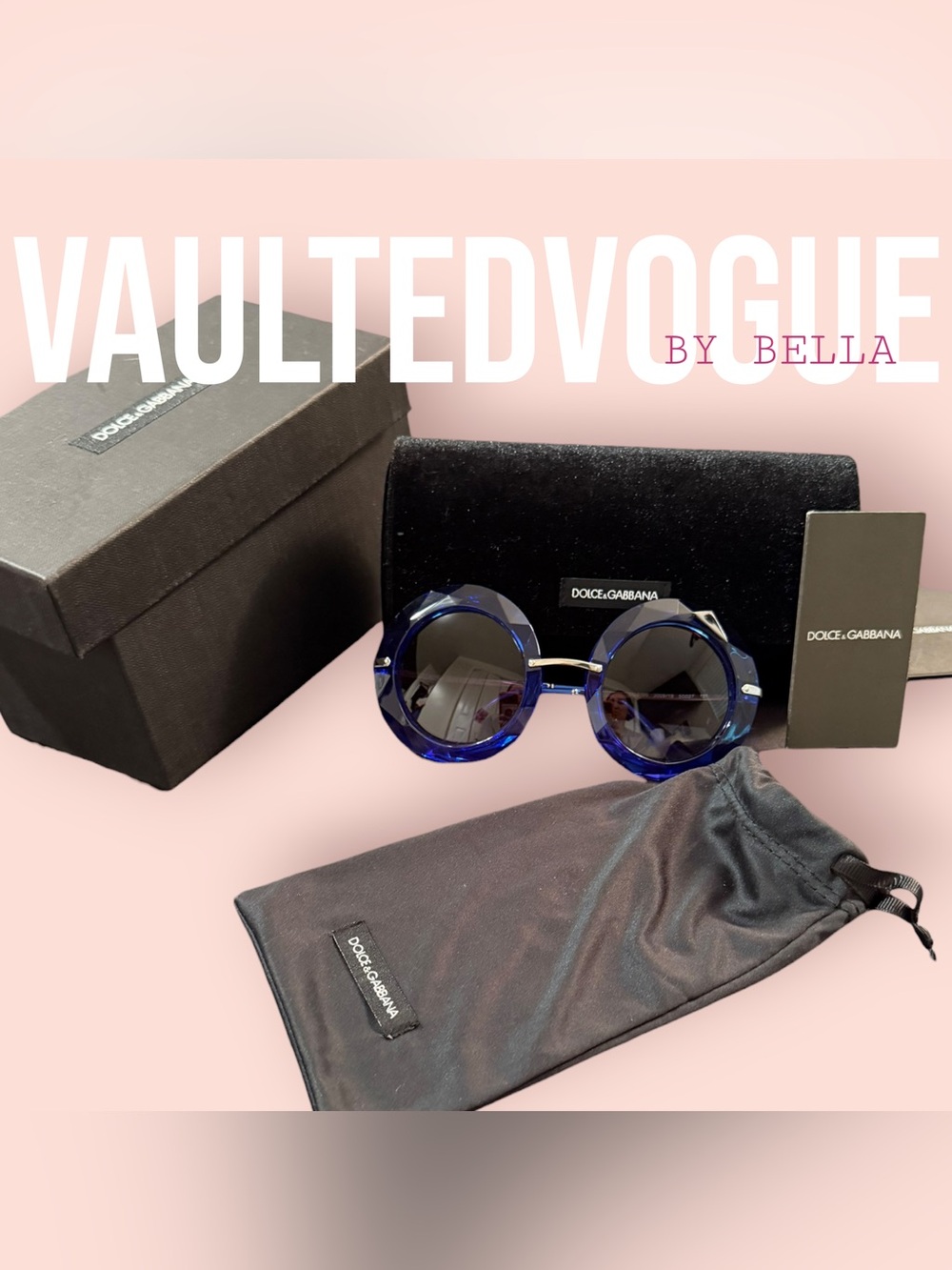 Dolce & Gabbana DG4190 Blue Lace Acetate Crystal Round Sunglasses